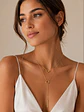 Conjunto dorado lariat con argollas - Miniatura 2
