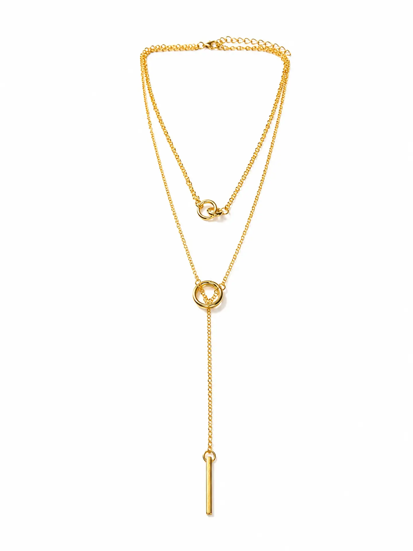 Conjunto dorado lariat con argollas 4