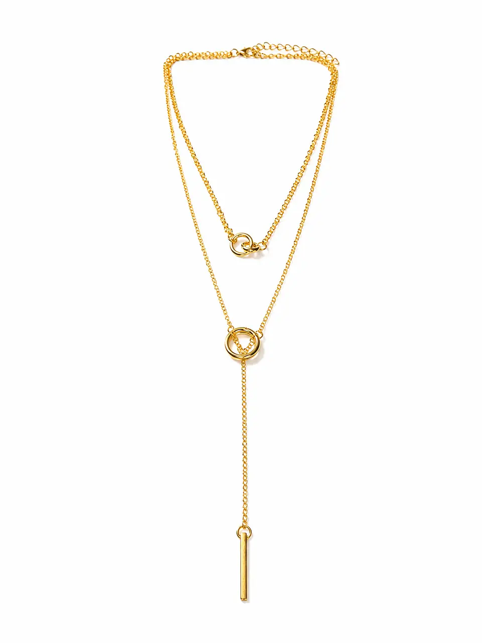 Conjunto dorado lariat con argollas 4