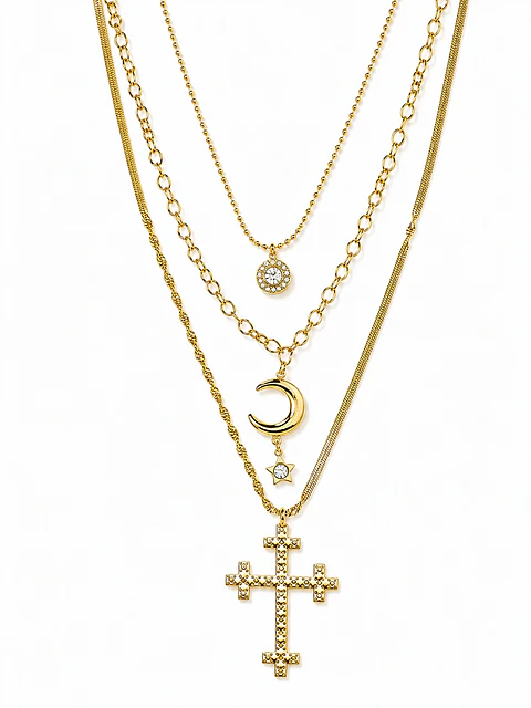 Collar dorado tres niveles celestial