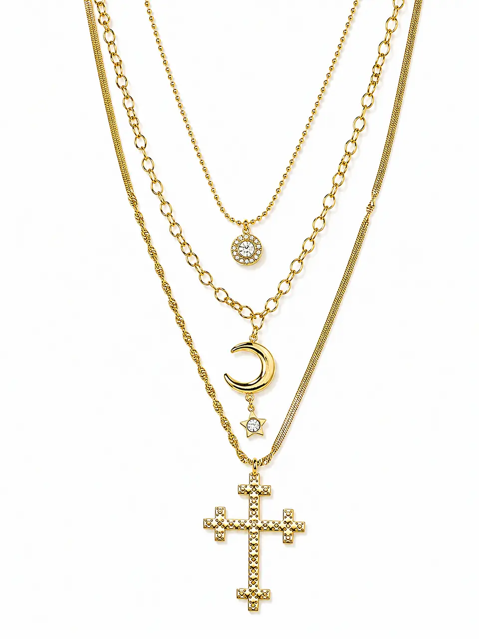 Collar dorado tres niveles celestial 1