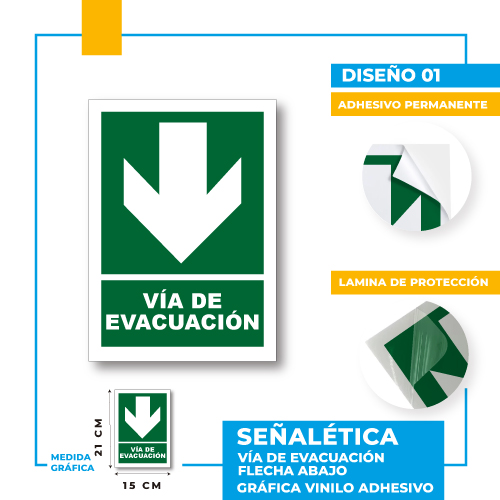 Letrero Fotoluminiscente Vía de Evacuación Flecha Arriba