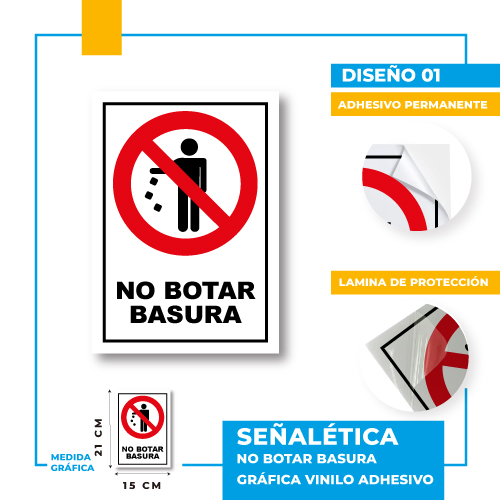 Letrero PROHIBIDO BOTAR BASURA- compra Online