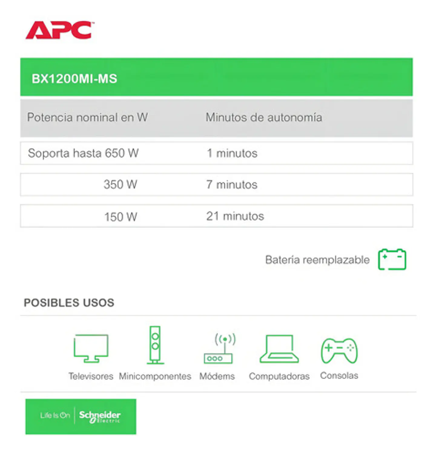 Ups Apc Bx1200mi-ms 1200va 4 Tomas Universales 6