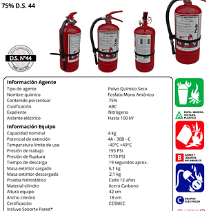 EXTINTOR PQS 4 KG.ABC 75% ECO