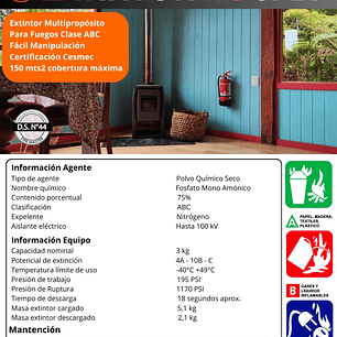 EXTINTOR PQS 3 KG.ABC 75% D.S.44