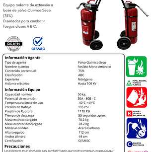 CARRO EXTINTOR PQS 50 KG.ABC 75% D.S.44
