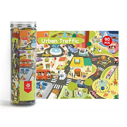 Puzzle tubo 90 piezas - Tráfico Urbano