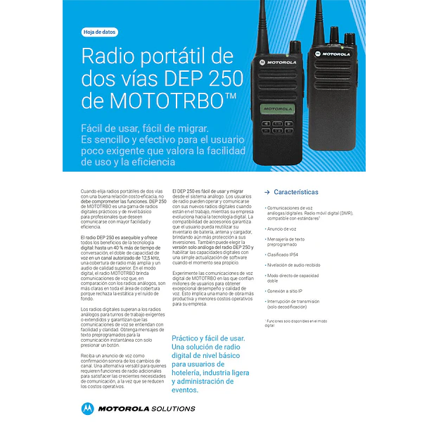 DEP250 Portátil Análogo - Digital Motorola 4