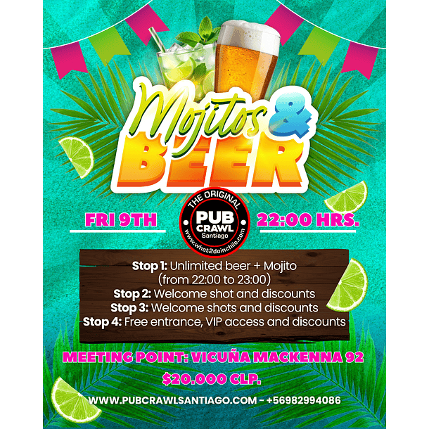 Friday 09th January - Mojito Special Pub Crawl Santiago 2026 