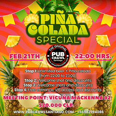 Saturday 21th February -  Piña Colada Pub Crawl 2026
