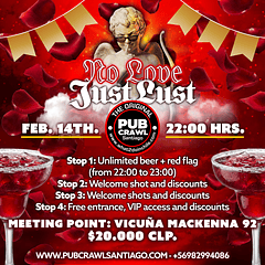 Saturday 14th February -  NO LOVE Pub Crawl Santiago 2026