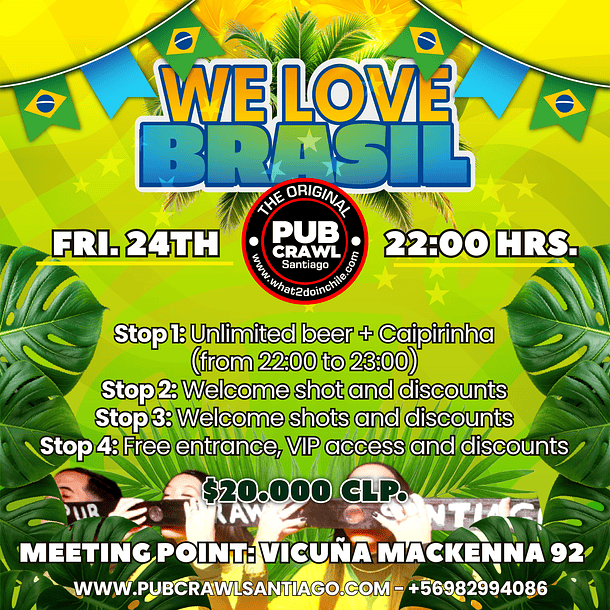Friday 24th April - WE LOVE BRASIL Pub Crawl 