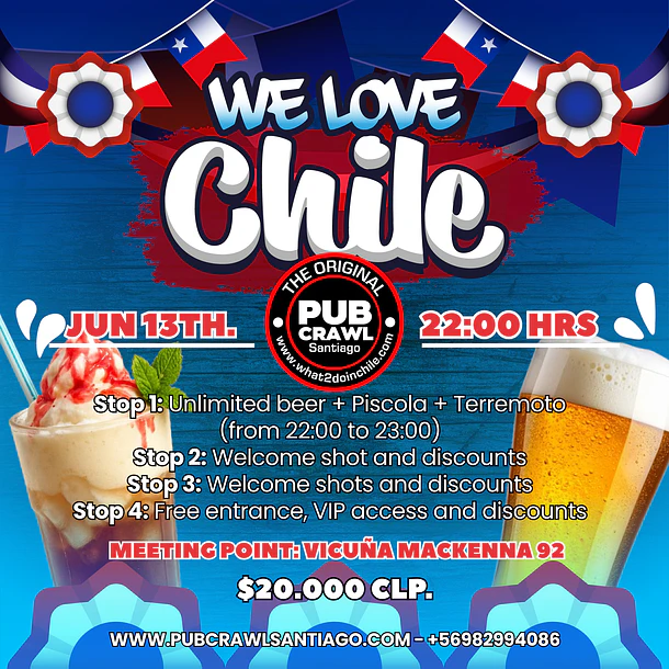 Saturday 13th June - CHILE Pub Crawl 