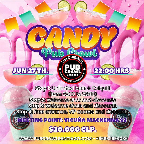 Saturday 27th June - CANDY PubCrawl Santiago 2026 
