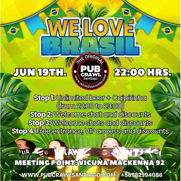 Friday 19th June - WE LOVE BRASIL Pub Crawl 