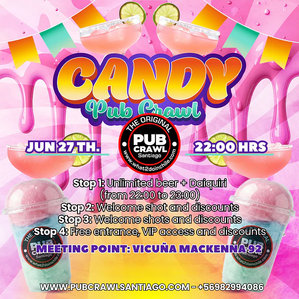 Saturday 27th June - CANDY PubCrawl Santiago 2026 