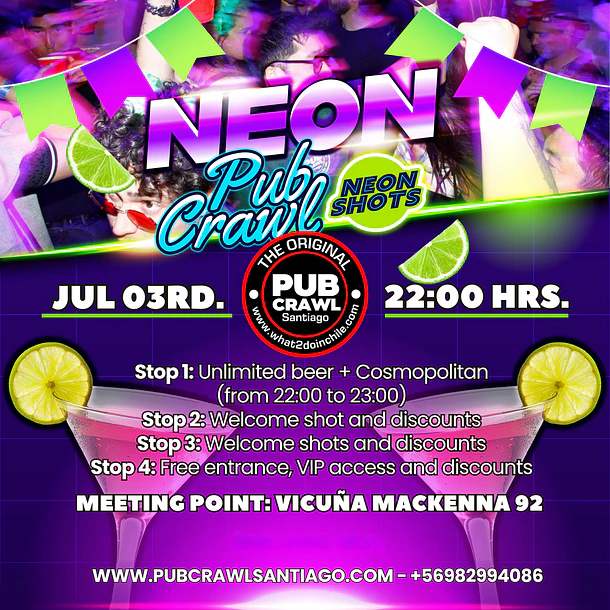 Friday 03rd July - NEON PubCrawl Santiago 2026 