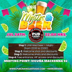 Friday 24th July - Mojitos & Beer Pubcrawl Santiago 2026