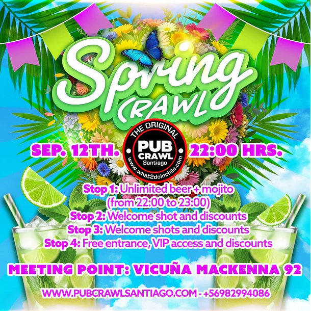 Saturday 12th September - SPRING Pubcrawl Santiago 2026 