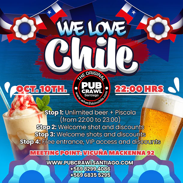 Saturday 10th October - CHILE PubCrawl 2026 