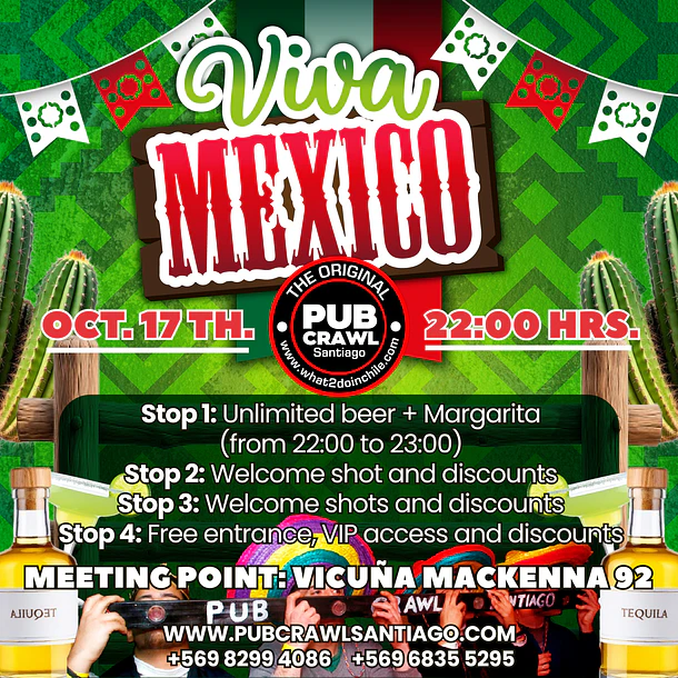 Saturday 17th October - VIVA MEXICO PubCrawl Santiago 2026 1