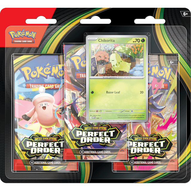 PREVENTA POKEMON TCG MEGA EVOLUTION - PERFECT ORDER - 3-PACK BLISTER ESPAÑOL