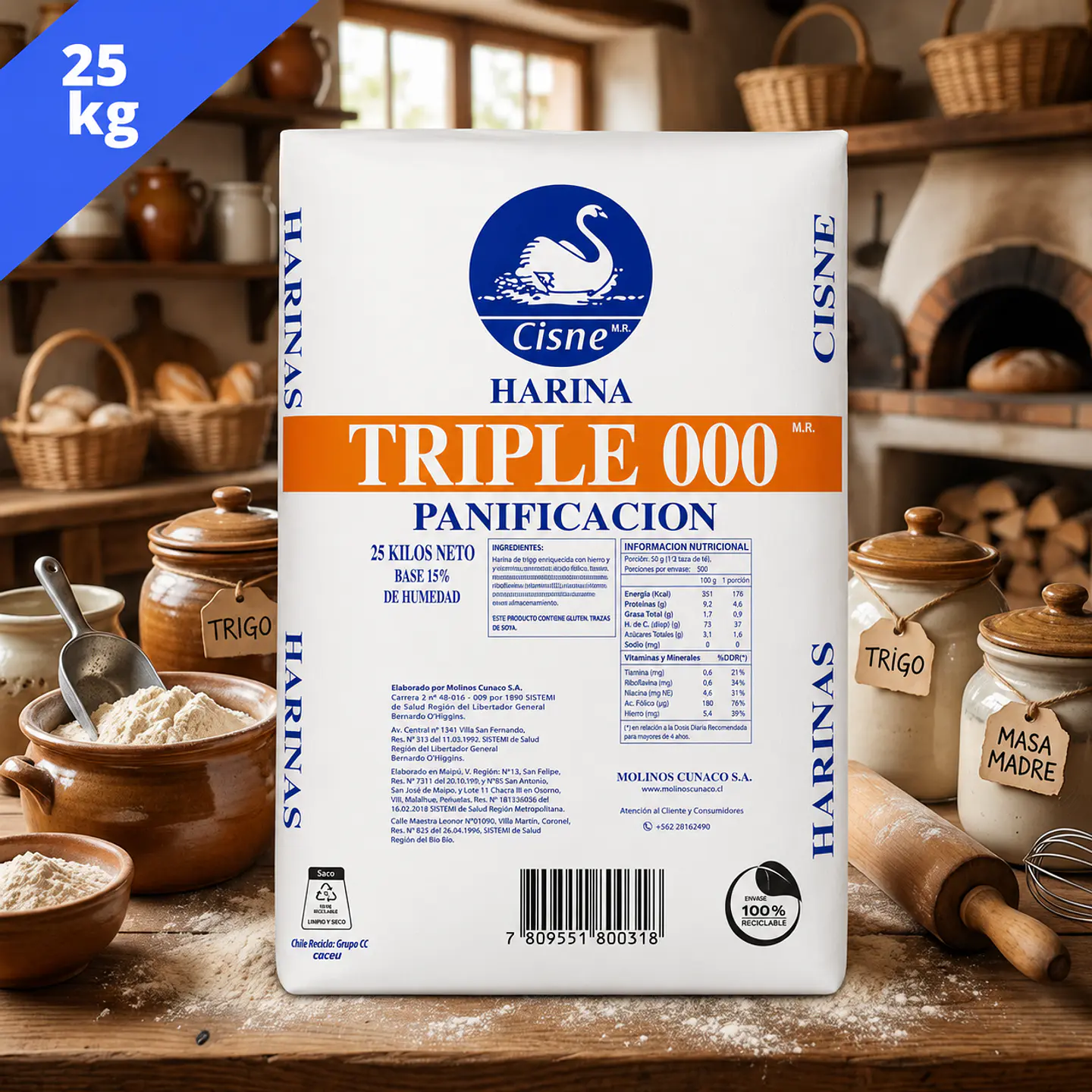 Harina Cisne Triple 000  25kg. 1