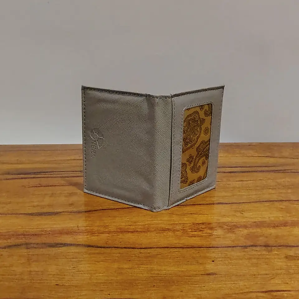 Portadocumentos Billetera Slim Elegante de EcoCureo Gris/Negro 4