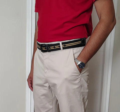 Cinturon Casual para Hombre deTela Rayado 120cm