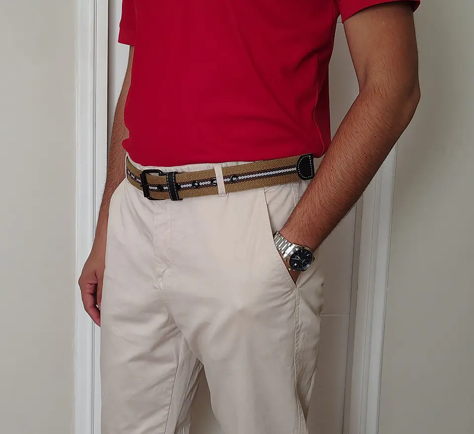 Cinturon Casual para Hombre deTela Rayado 120cm 2