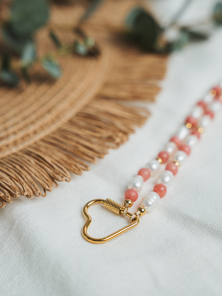 Collar Valiente | Calcedonia Rosa y Perla  2