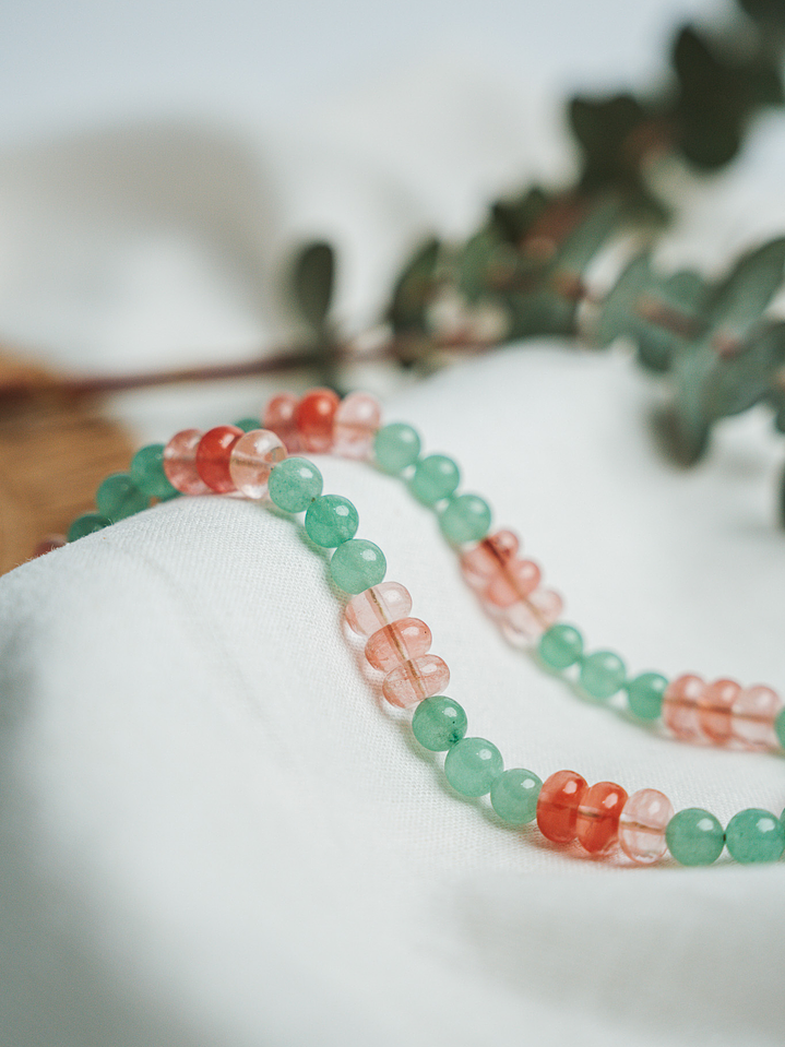 Collar piedra Sandía | Cuarzo cereza y calcedonia verde 2