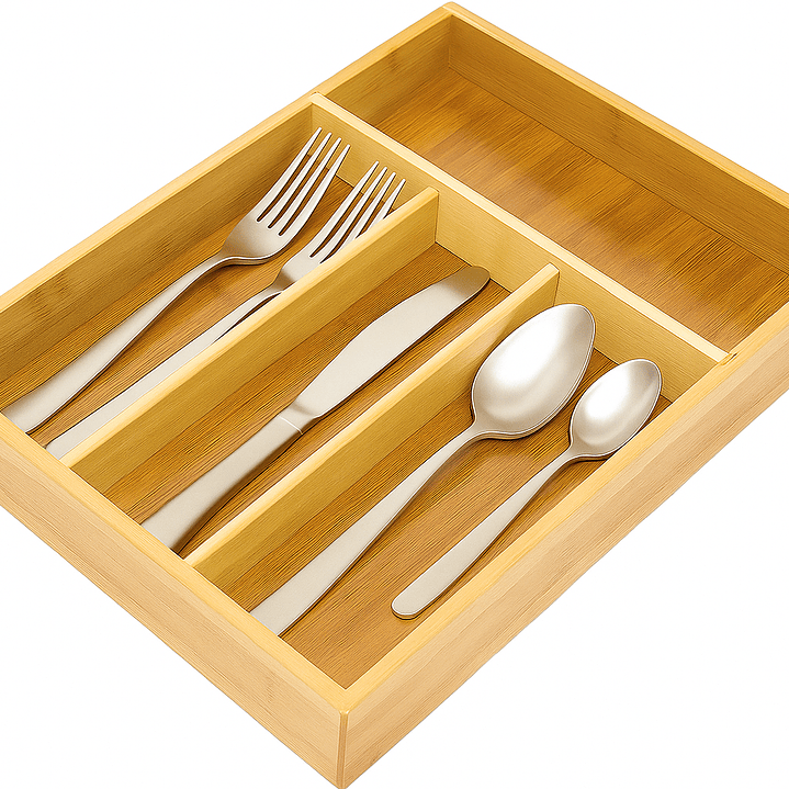 Organizador De Cubiertos Bambú Cajón Cocina 1