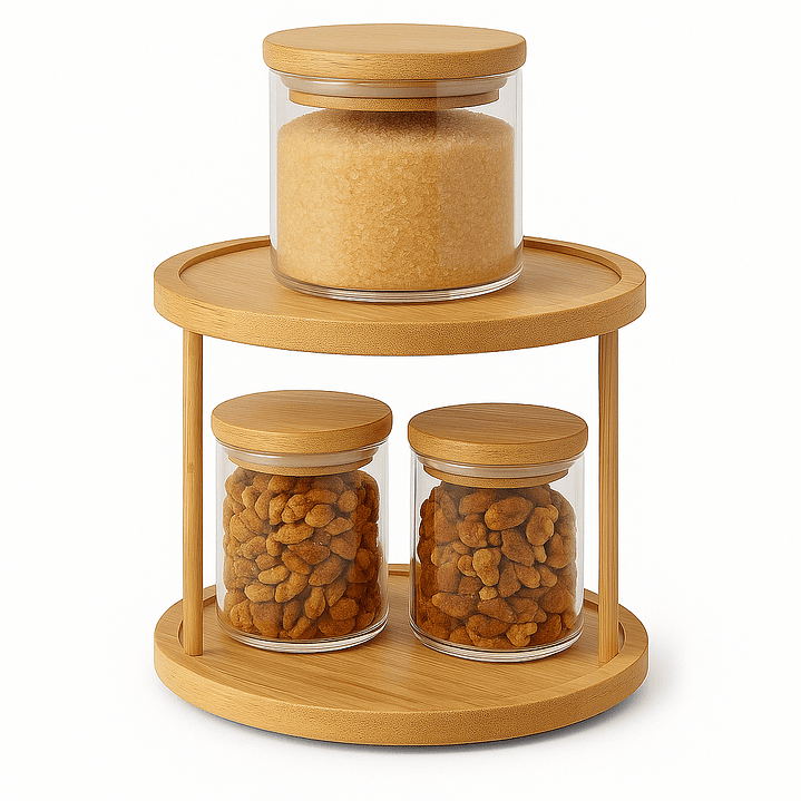 Organizador Giratorio De Bambú Repisa 2 Niveles 1