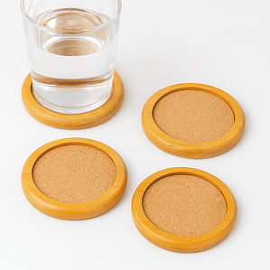 Posavasos De Bambú Redondos Set De 4 Porta Vasos