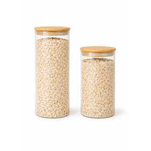 Pack 2 frascos vidrio y bambú 1300 ml  y 1800 ml