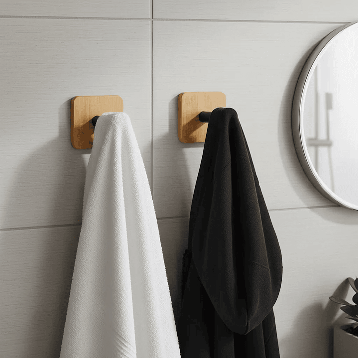 Pack 2 colgadores ganchos perchero madera y hierro 2