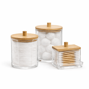 Set de organizadores bambú para baño algodon cotonitos 