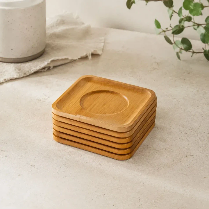 Posavasos De Bambú Set De 6 Porta Vasos 3