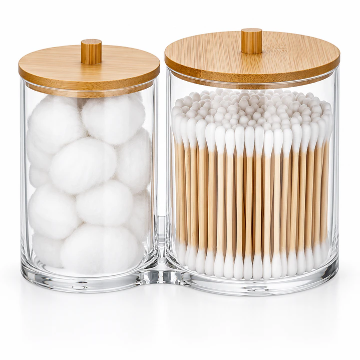 Set de organizadores bambú para baño algodon cotonitos  2