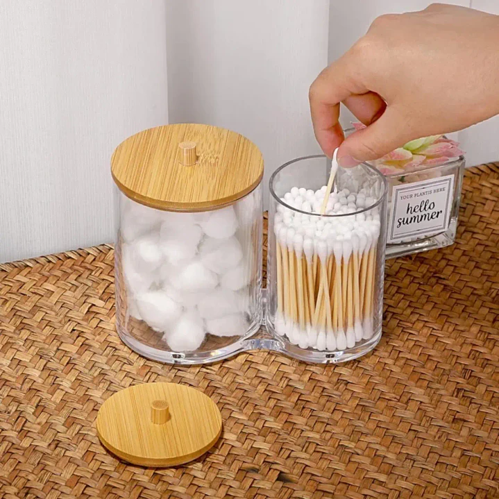 Set de organizadores bambú para baño algodon cotonitos  3
