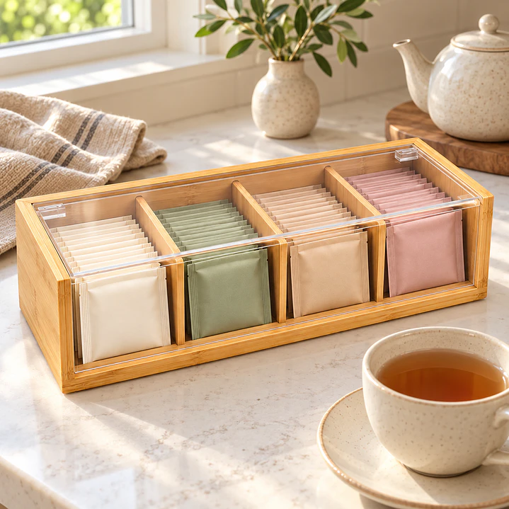 Caja organizadora de té 4 compartimientos 1