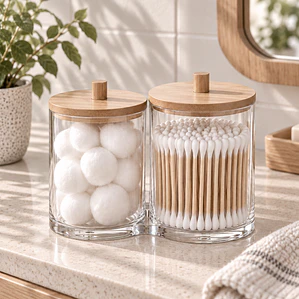 Set de organizadores bambú para baño algodon cotonitos 