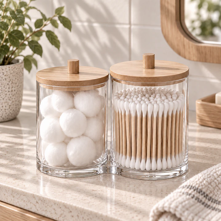 Set de organizadores bambú para baño algodon cotonitos  1