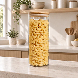 Frasco vidrio tapa bambú 10x25cm 1800ml