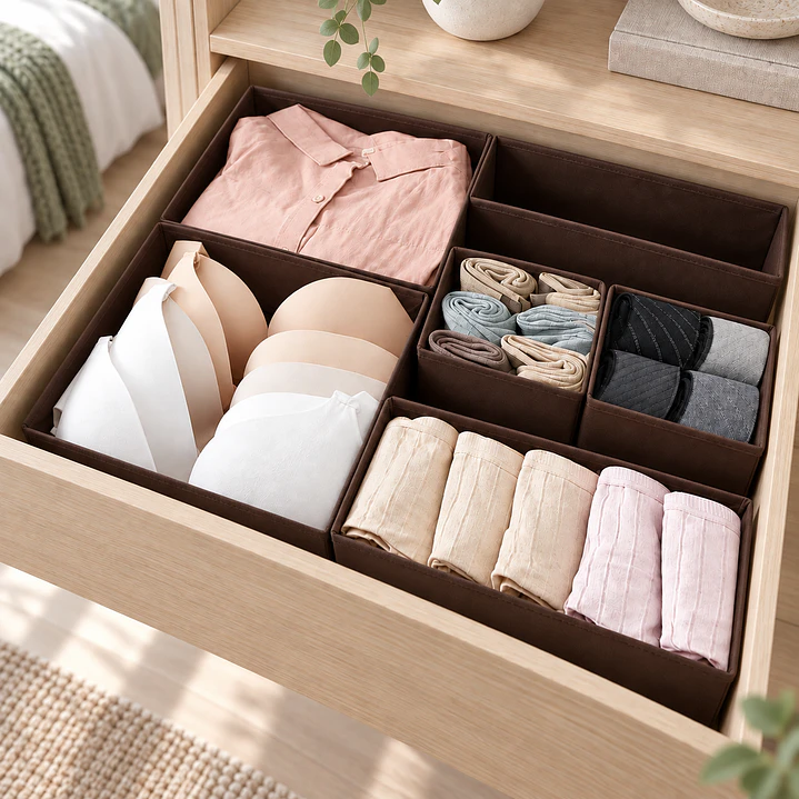 Set 6 Organizadores Ropa Interior Cajones Tela 1
