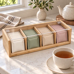 Caja organizadora de té 4 compartimientos