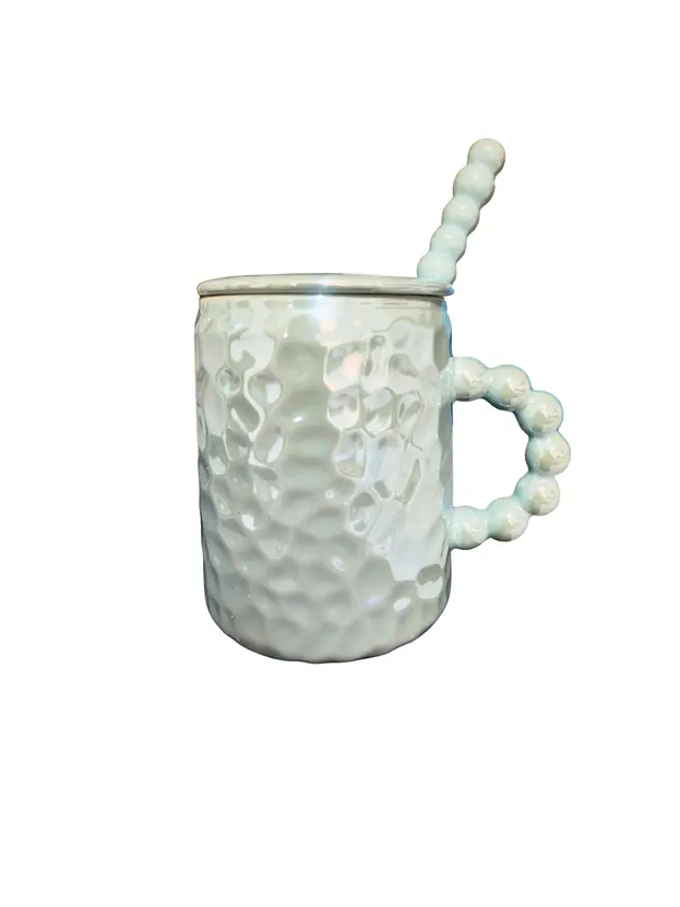 Taza con tapa y cuchara celeste 2