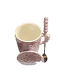 Taza con tapa y cuchara rosa pálido - Miniatura 2